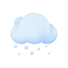 3D weather forecast icons white clouds in the rainy season with strong winds and rain