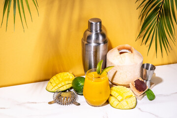 Mango coconut margarita cocktail