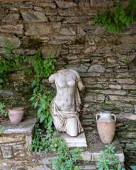 Sirince traditional house garden view in Turkey