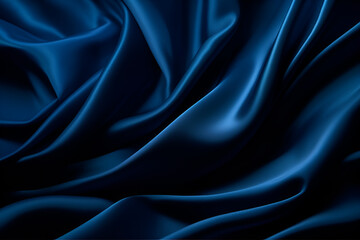 Smooth elegant dark blue silk or satin luxury cloth texture can use as abstract background. Luxurious background design