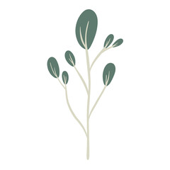  Hand-draw leaves in gouache digital illustration style