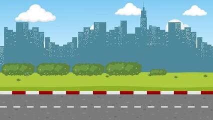 Animated School Bus on the Road - Powered by Adobe