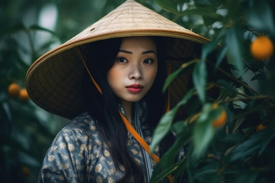 asian girl Indigenous people live in rural areas in Vietnam. Generative AI.