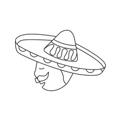 vector illustration mexican in sambrero in doodle style