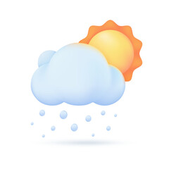 3D weather forecast icons Summer sun with bright sunlight Hot weather. 3d illustration.