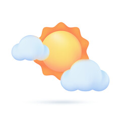 3D weather forecast icons Summer sun with bright sunlight Hot weather. 3d illustration.