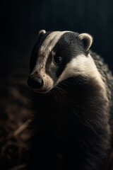 Portrait of Badger Dramatic and Cinematic Lighting Photography, Generative AI