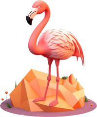 cute flamingo in 3d style.