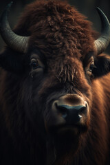 Portrait of Bison Dramatic and Cinematic Lighting Photography, Generative AI