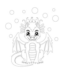 Cute dragon sketch. Vector illustration