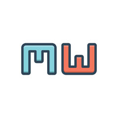 Color illustration icon for mw monogram 