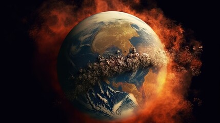 Obraz na płótnie Canvas Earth destroyed by pollution. Generative AI