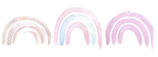 Rainbow watercolor set in pastel shades, on a white background.