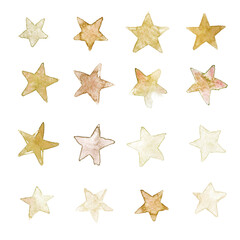 Obraz premium Watercolor star clipart, abstract star poster. Cute stars.