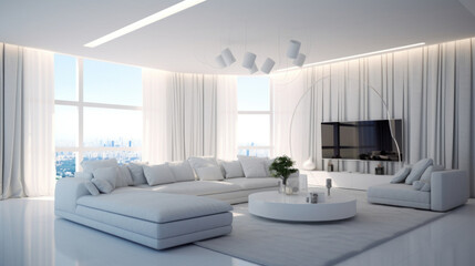 Fototapeta na wymiar The modern living room is white color