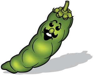 Green Pea Pod with a Smiling Face