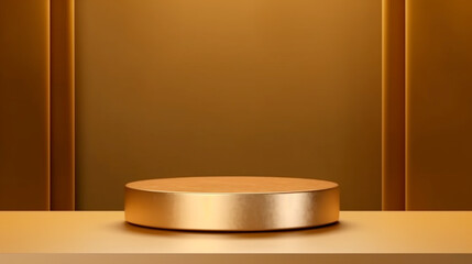 golden round podium for presentation in a minimalist style. Generative Ai. 