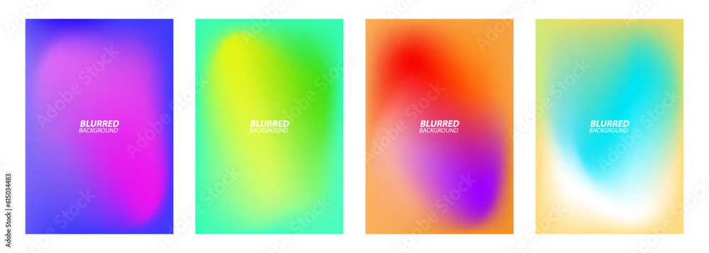 Fototapete Blurred color stains. Set of abstract backgrounds with color gradients. Graphic templates collection for brochure covers, posters and flyers. Vector illustration.