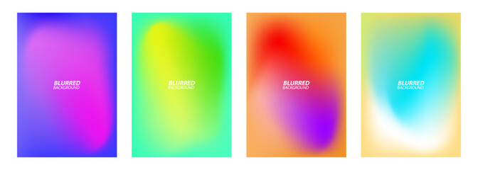 Blurred color stains. Set of abstract backgrounds with color gradients. Graphic templates collection for brochure covers, posters and flyers. Vector illustration.