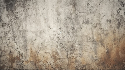 old concrete wall cracked covered with dirt and rust. Generative Ai. 