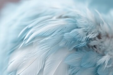 Abstract gentle natural macro background with white bird feathers. Ai generative.