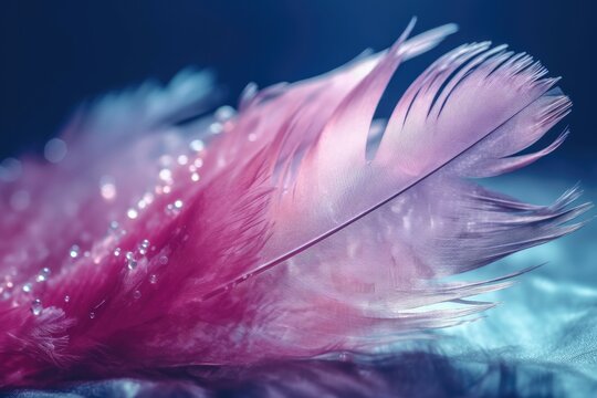 Generative AI, Beautiful light pink closeup feathers