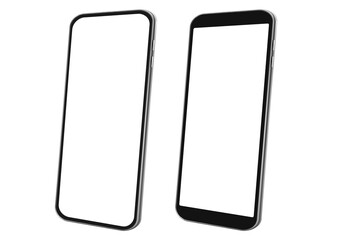 Realistic 3d black smartphone perspective right mockup isolated on background. modern mobile phone collection with copy space. technology vector illustration for creative design showcase