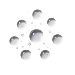 8 drops of water isolated on transparent background cutout , generative ai