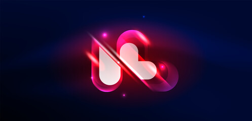 Abstract background glowing neon light geometric shapes. Space cosmic or magic energy vector wallpaper For Wallpaper, Banner, Background, Card, Book Illustration, landing page