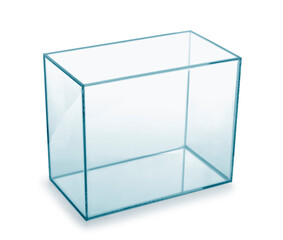 Empty glass box isolated on white background