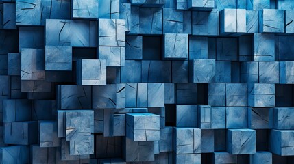 an illustration, a wall made of blue blocks, generative ai