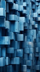 illustration, a wall made of blue blocks, generative ai