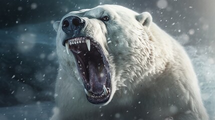 Illustration Polar Bear Furious Attack