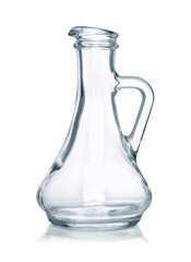 empty glass bottle for oil vinegar on white background