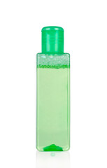 plastic soap bottle on white background