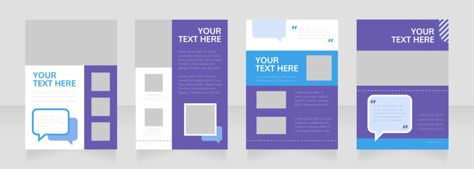 Fototapeta na wymiar Communication service blank brochure layout design. Project info. Vertical poster template set with empty copy space for text. Premade corporate reports collection. Editable flyer paper pages