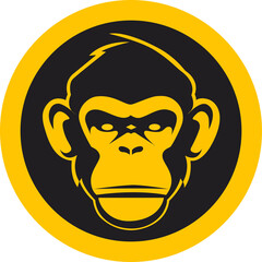 Monkey head logo, monkey face logo vector Illustration, on a isolated background