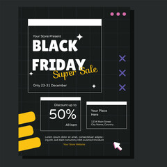 Black Friday Sale set of posters or flyers design. Vector illustration. Place for text.