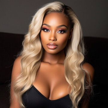 Portrait of an African American Woman Black Woman Hair Model Blonde Hair Woman Generative AI
