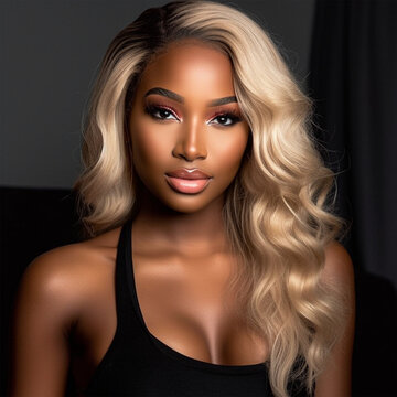 Portrait of an African American Woman Black Woman Hair Model Blonde Hair Woman Generative AI

