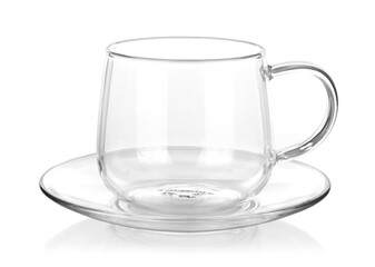 Glass cup isolated on white background.