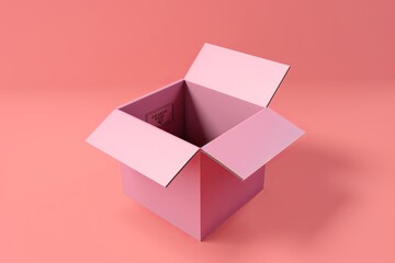 open box isolated on pink background