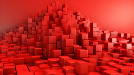 Fototapeta premium Abstract red cubes background. Generated AI
