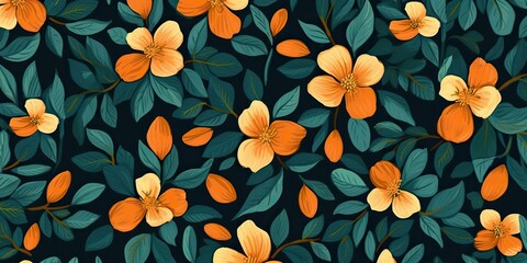 AI Generated. AI Generative. Vintage retro plant flower pattern background texture scene. Decorative floral romantic graphic style. Graphic Art