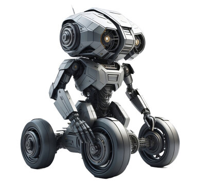 Futuristic wheeled robot, isolated, transparent background, no background. PNG. Generative AI.