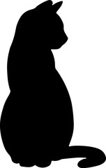 black cat silhouette cartoon cute illustration vector element