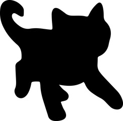 black cat silhouette cartoon cute illustration vector element