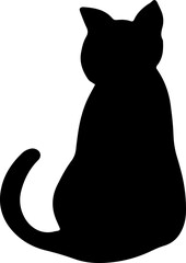 black cat silhouette cartoon cute illustration vector element