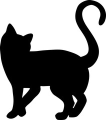 black cat silhouette cartoon cute illustration vector element