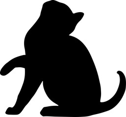 black cat silhouette cartoon cute illustration vector element